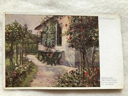 Antik, régi romantikus képeslap -  Postatiszta                              -6.