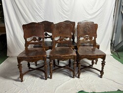 Antik Bécsi Barokk szék nyomott bőr 6db