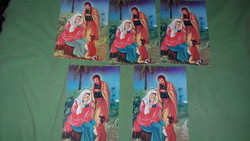 Retro colorful Christian post-clean Christmas postcards 5 in one according to the pictures 10.