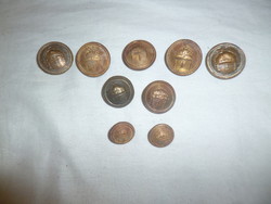 Original Horthy military clothing buttons