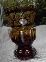 Antik csiszolt bider stíl  vastag üveg  váza