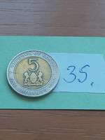 Kenya 5 shillings 1995 president daniel t. Arap moi bimetal 35.