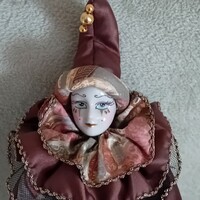 Venetian carnival, doll with porcelain head, hands and feet. 44 Cm
