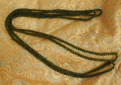 Vintage poison-green glass bead necklace - glass bead strand necklace