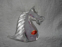 Muránói jelzett  kézműves üveg ló figura -kép szerinti szép állapotban