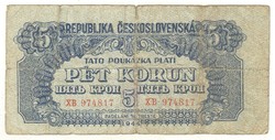5 korun korona 1944 Csehszlovákia 1.