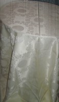 Beautiful cream yellow elegant damask tablecloth with leaves, new