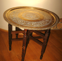Orientalist Eastern Turkish cafe tea table with copper tray