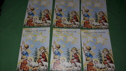 Retro colorful Christian post-clean Christmas postcards 6 in one according to the pictures 7.