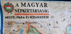 Wall map of the Hungarian People's Republic - Kádár era