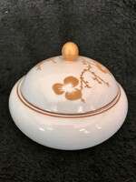 Hollóházi porcelán bonbonier, virágmintás dekorral
