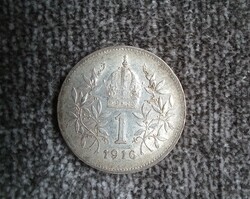 Austrian silver József Ferenc 1 crown 1916