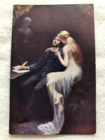 Antik, régi romantikus képeslap - Postatiszta                         -6.
