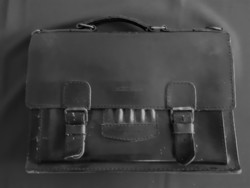 Thick Italian leather men's briefcase - shoulder bag