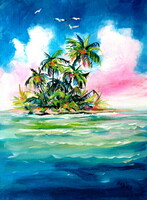 Summer and beach - acrylic painting / summer and beach - acrylic painting