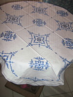 Beautiful tablecloth embroidered with blue cross stitch