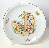 KIÁRÚSÍTÁS!!!  Vintage/Retró - Piroska és a Farkas mesejelenetes porcelán tányér