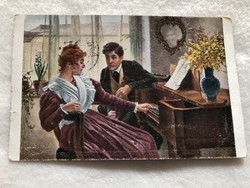 Antik, régi romantikus képeslap - K.u.K. bélyegzéssel                         -6.