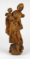 1N328 old Mary with child and snake wood carving 24.5 Cm