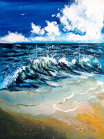 Waves on the beach - acrylic painting Acrylic painting