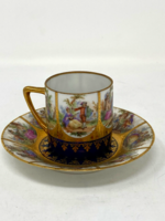Altwien romantic scene cobalt blue and gilt coffee cup with mocha cup base - cz