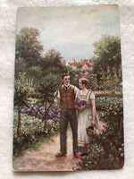 Antik, régi romantikus képeslap - 1918                          -6.