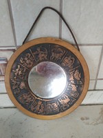 Retro round mirror decorated with copper pattern for sale!