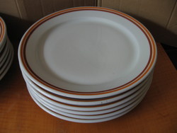 Retro Alföldi porcelán lapos tányér barna-sárga csíkos