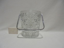 Ice cube bucket - glass container with metal handle