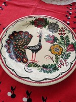 Peacock granite hand-painted wall plate