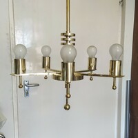 Art deco - streamlined 5-arm copper chandelier renovated