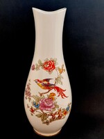 Hollóházi porcelán nagyméretű paradicsommadaras váza, 31 cm