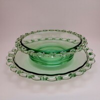 Green glass bowls, 2 in one