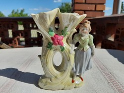 Antique porcelain figurine double-mouthed violet vase