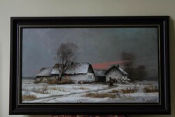Winter by Imre Puskás in a 50 x 90 cm frame