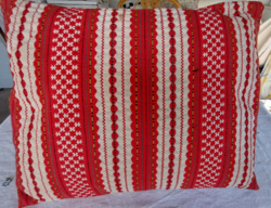 Antique Transylvanian very decorative hand-woven linen throw pillow