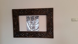 Indian carved picture frame, large