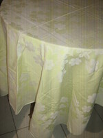Beautiful antique floral yellow-green damask tablecloth