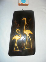 Art deco carved wooden wall decoration, wall picture - a pair of egrets