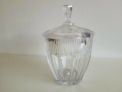 Old large 2.7 liter lead crystal glass bowl with crystal lid