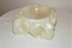Huge art deco alabaster cigar ashtray or centerpiece, with 4 elephant statues on the side