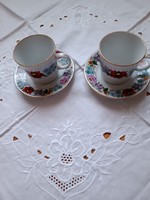 Kalocsai porcelain coffee cup + base (2 pieces)