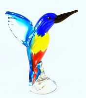 Murano colored glass larger size kingfisher statue