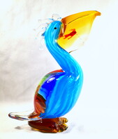 Murano colored glass larger pelican statue