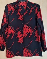 Black, red silk blouse,