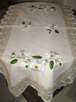 Beautiful handmade ribbon embroidered special tablecloth