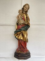 Gyönyörű Mária Kis Jézus fa szobor szépen festett nagy 31 cm magas.