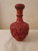 Régi kínai cinóber lakk váza