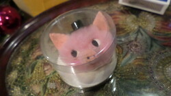 About 5 cm, retro, chenille, lucky pig head, in box, in good condition.