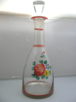 Hand-painted rose flower bouquet glass offering, decanter, bottle